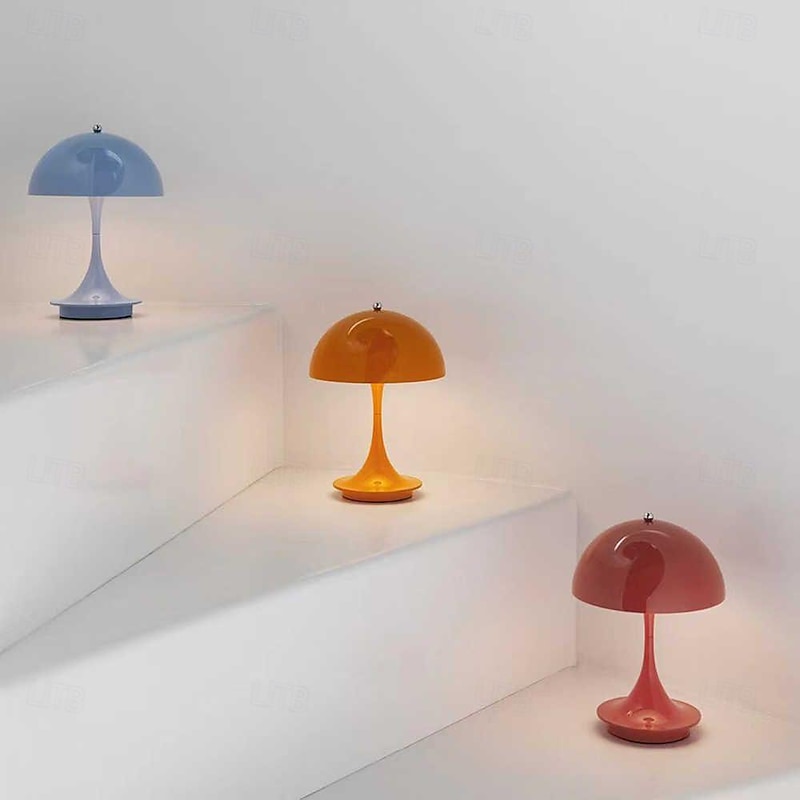 Aluminum Table Lamp Mushroom Shaped Rechargeable Stepless Dimming Indoor Bedroom Restaurant Bar Decoration Atmosphere Lamp Type-C2