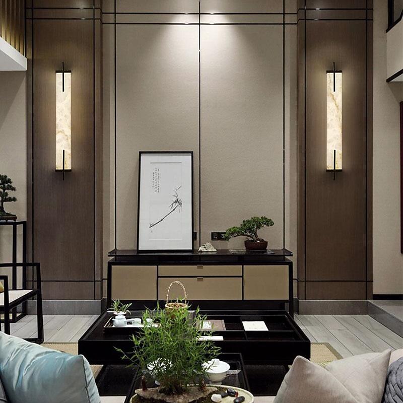 Led Wall Marble Lighting, Indoor Living Room Decor Light Fixture, Bedroom Bedside Hallway Headboard Lamps,Warm White 60/80cm 85-265V2