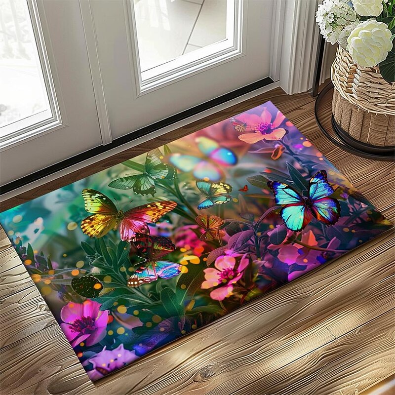 Butterfly Flowers Doormat Non-Slip Oil Proof Rug Indoor Outdoor Mat Bedroom Decor Bathroom Mat Entrance Rug Door Mat2