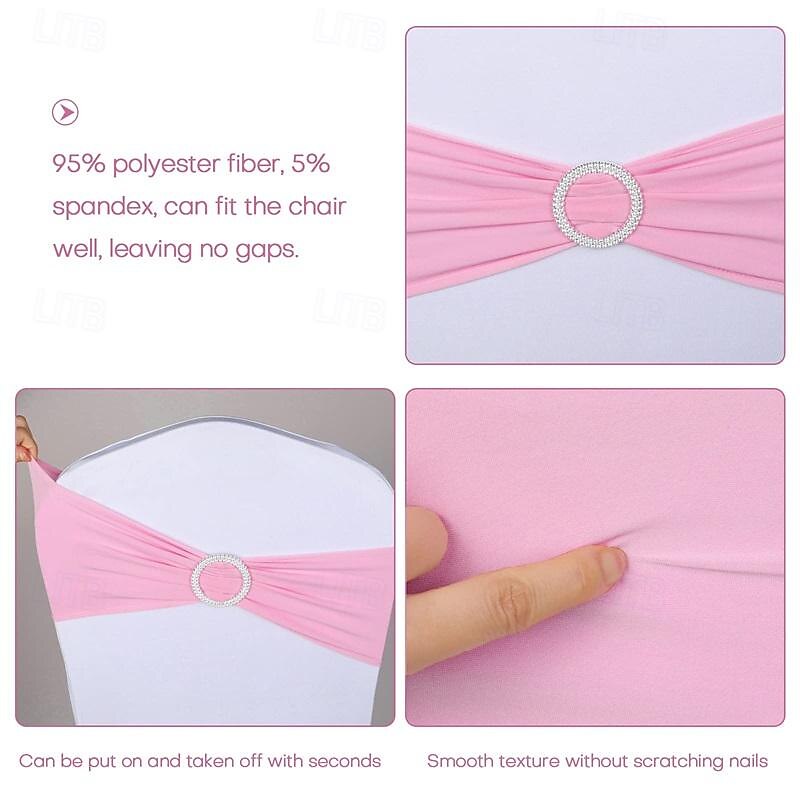 50PCS Wedding Chair Decorations Stretch Chair Bows and Sashes for Party Ceremony Reception Banquet Spandex Chair Covers slipcovers3