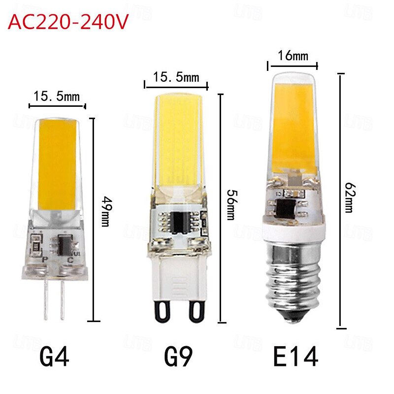 10 Pcs G4 G9 LED Lamp Bulb E14 220-240V COB LED Lighting Lights Replace 50W Halogen Spotlight Chandelier Lamp3