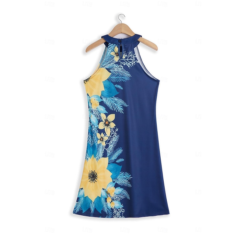 Women's Summer Dress Halter Neck Dress Print Dress Active Fashion Streetwear Outdoor Vacation Daily Regular Fit Paisley Sleeveless Halter Neck Yellow Royal Blue Blue Dark Blue Summer Spring3