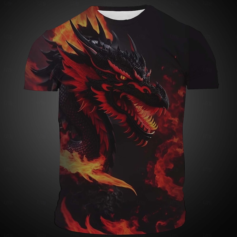 Men's Graphic Animal Dragon T Shirt Short Sleeve T shirt 3D Print Crew Neck Shirt Daily Designer Casual Holiday Going out Black Red Blue Spring & Summer Clothing Apparel S M L XL 2XL 3XL4