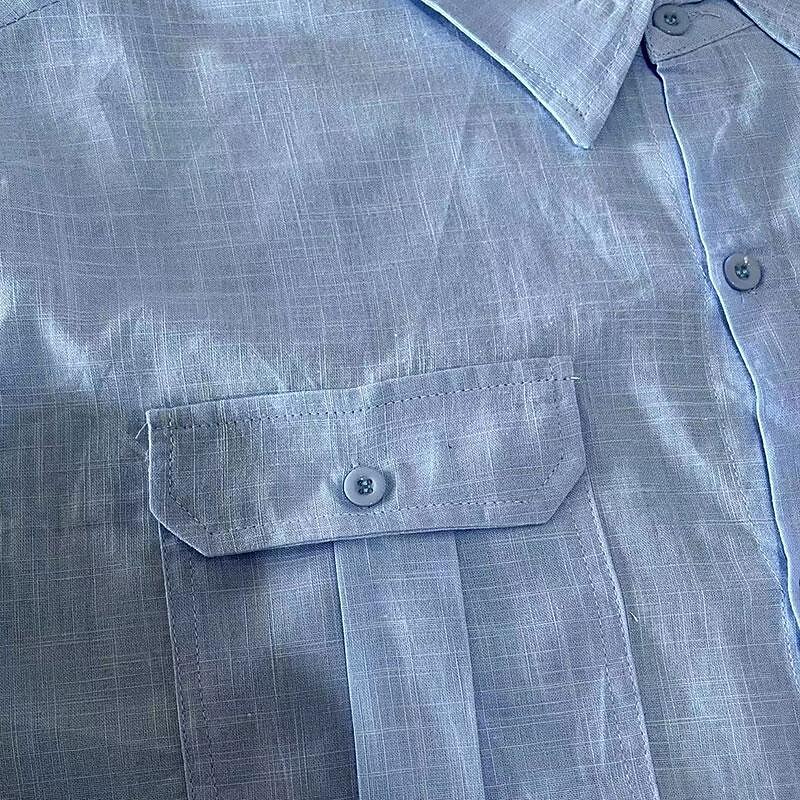 Men's Shirt Linen Shirt Summer Shirt Beach Shirt Solid Color Vacation Daily Black White Navy Blue Blue Short Sleeve Turndown Spring Autumn / Fall Clothing Apparel Button-Down4