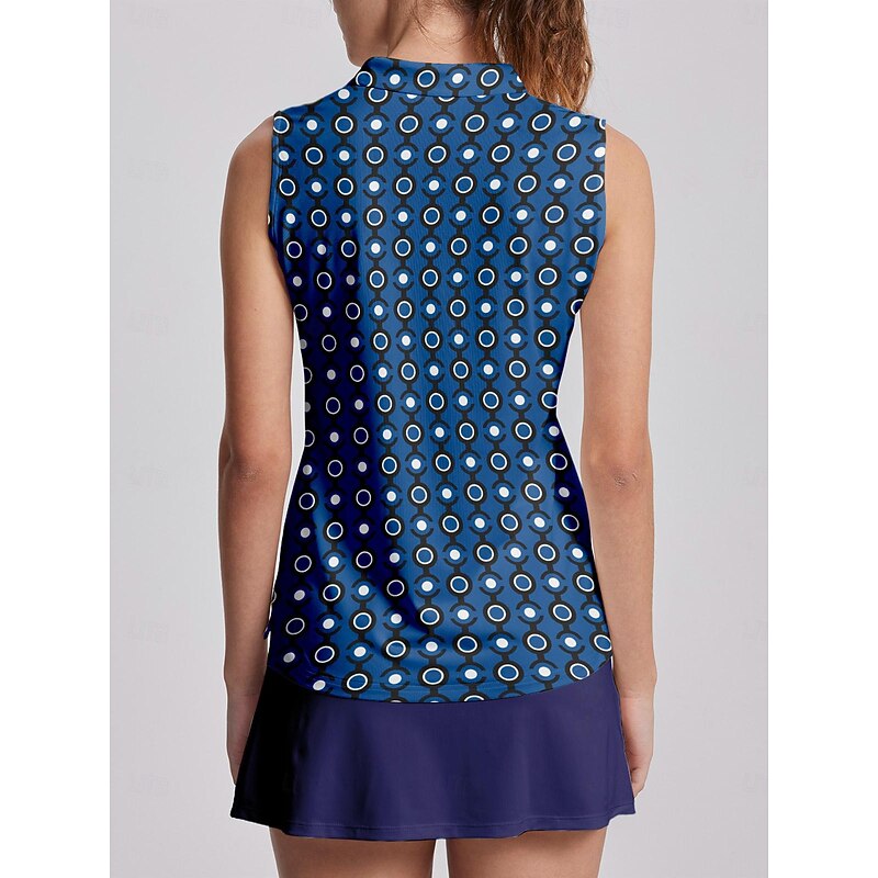 Women's Golf Polo Shirt Dark Blue Sleeveless Top Ladies Golf Attire Clothes Outfits Wear Apparel2