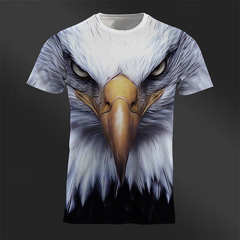 Men's Graphic Animal Eagle T Shirt Tee Top Short Sleeve T shirt 3D Print Crew Neck Shirt Designer Casual Street Style Sports Outdoor Holiday Going out White Blue Brown Spring & Summer Clothing Apparel