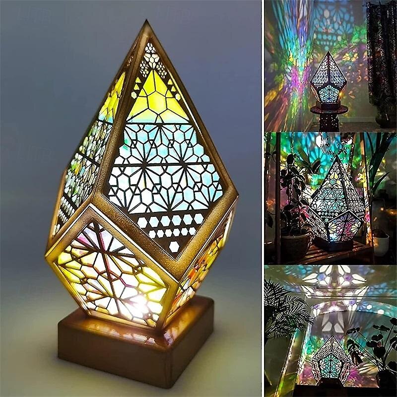 Large Polar Star Floor Lampbohemian Decorative Floor Lampled Colorful 3d Projection Hollow Lampdiamond Retro Lampsuitable For Homepartychristmas3