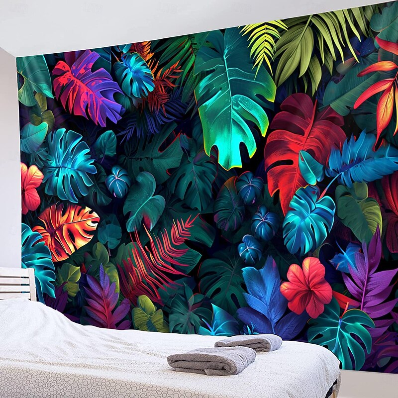 Painting Tropical Leaves Hanging Tapestry Wall Art Large Tapestry Mural Decor Photograph Backdrop Blanket Curtain Home Bedroom Living Room Decoration3