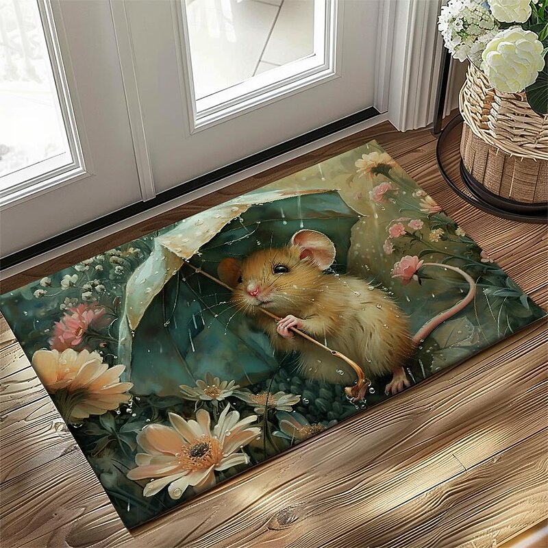 Small Rat Umbrella Doormat Floor Mats Washable Rugs Kitchen Mat Non-Slip Oil Proof Rug Indoor Outdoor Mat Bedroom Decor Bathroom Mat Entrance Rug2