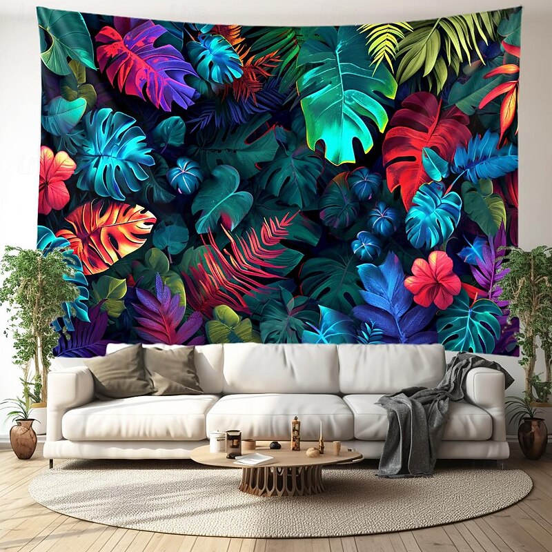 Painting Tropical Leaves Hanging Tapestry Wall Art Large Tapestry Mural Decor Photograph Backdrop Blanket Curtain Home Bedroom Living Room Decoration
