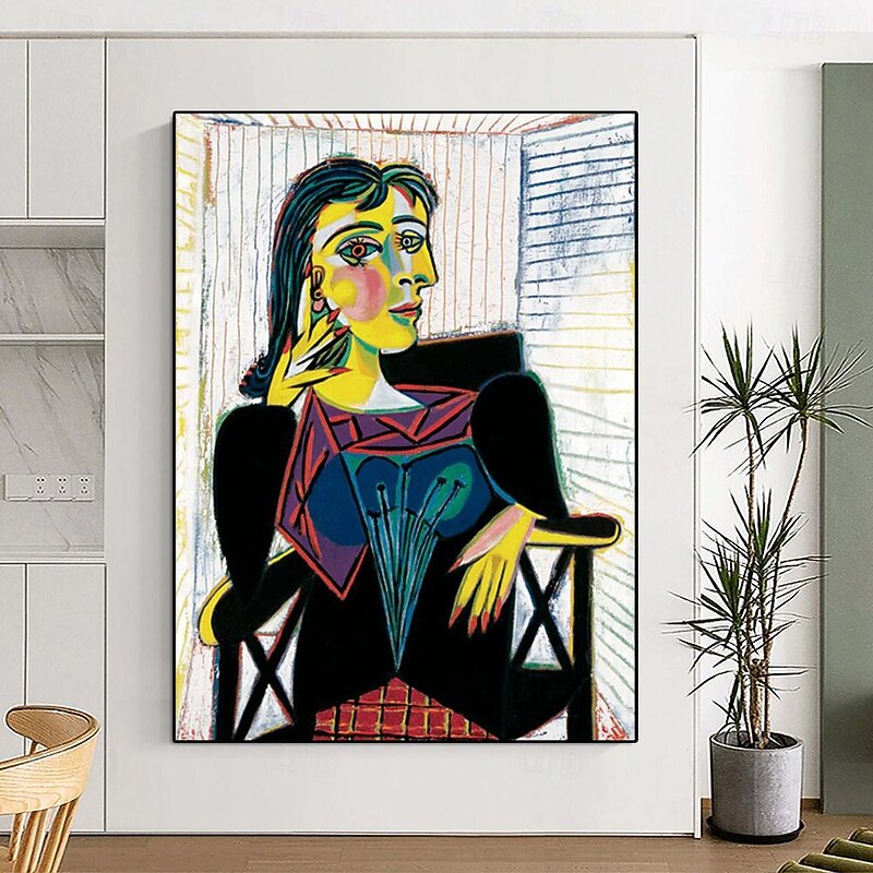 Pablo Picasso painting hand painted FRAME Portrait of Dora Maar seated painting Handmade Pablo Picasso Oil Painting Hand Painted Vertical Abstract People Classic Modern3
