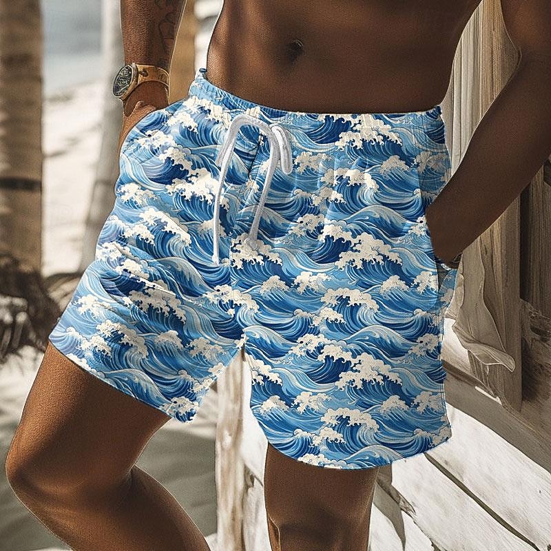 Men's Spray Swim Shorts Board Shorts Swimming Trunks Mid Waist Vacation Hawaiian Holiday Vacation Holiday Beach Drawstring with Mesh lining Elastic Waist Designer Clothing Apparel