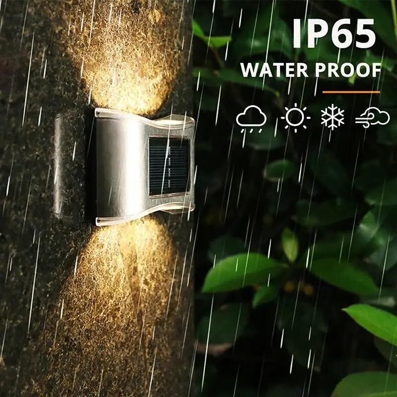2/4pcs Solar Wall Light Up and Down Outdoor IP65 Waterproof LED Step Light Solar Fence Lights For Outdoor Yard Garden Lawn Patio Courtyard Fences Driveway Pathway Decoration2