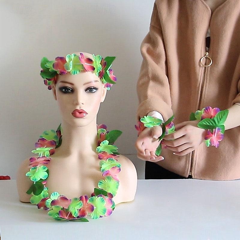 Party Hawaiian Wreath 12 Color Petal Necklace Headband Bracelet Four Piece Set For Holiday Event Dressing Accessories3