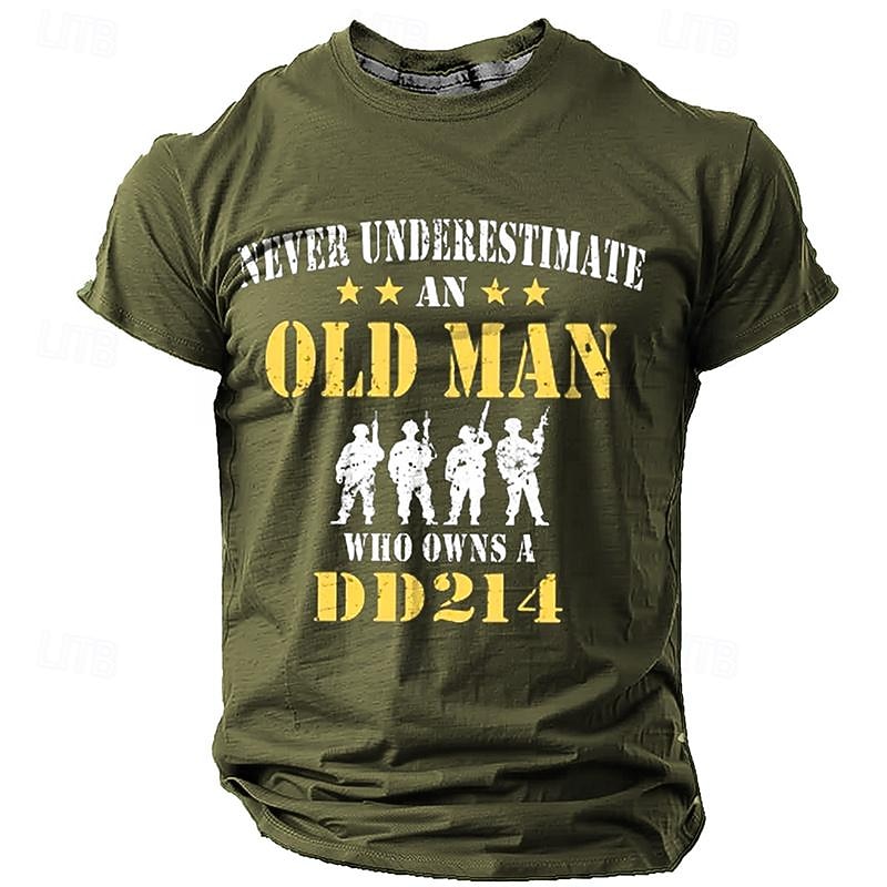 Men's Soldier Old Man T Shirt Short Sleeve T shirt 3D Print Crew Neck Shirt Designer Retro Vintage Casual Sports Outdoor Holiday Going out Black Navy Blue Brown Spring & Summer Clothing Apparel S M L