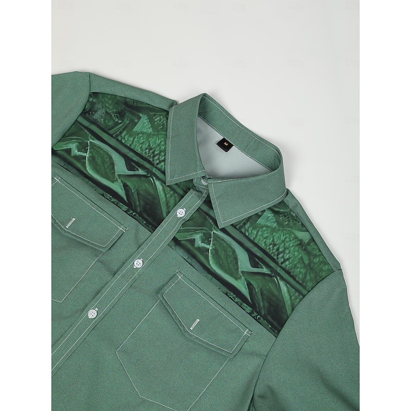 Men's Tribal Bandana Print Shirt Western Shirt Long Sleeve Shirt Turndown Vintage Outdoor Street Casual Daily Pink Red Blue S M L4