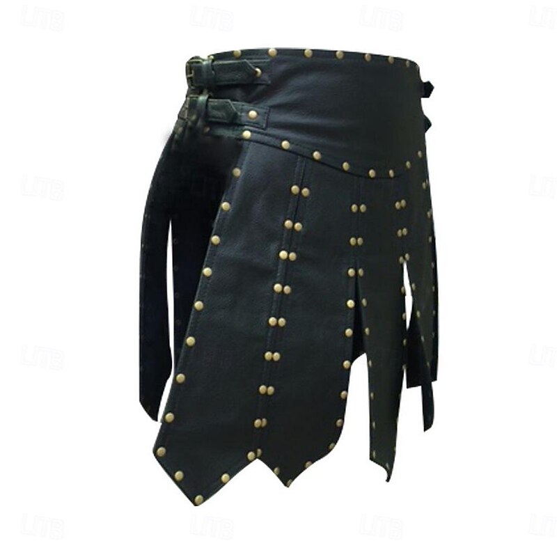 Retro Vintage Medieval Renaissance Skirt Armor Kilts Pirate Viking Shieldmaiden Fancy Dress Men's Halloween Carnival LARP Adults Skirt3