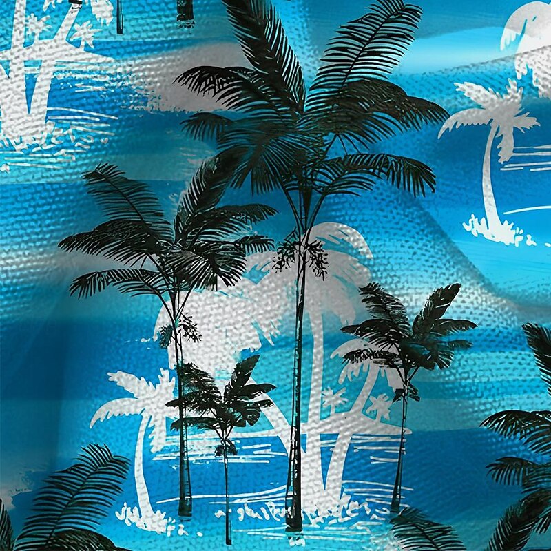 Men's Palm Tree Tropical Plants Shirt Summer Hawaiian Shirt Aloha Shirt Short Sleeve Shirt Turndown Vacation Hawaiian Outdoor Vacation Hawaiian Blue Orange S M L3