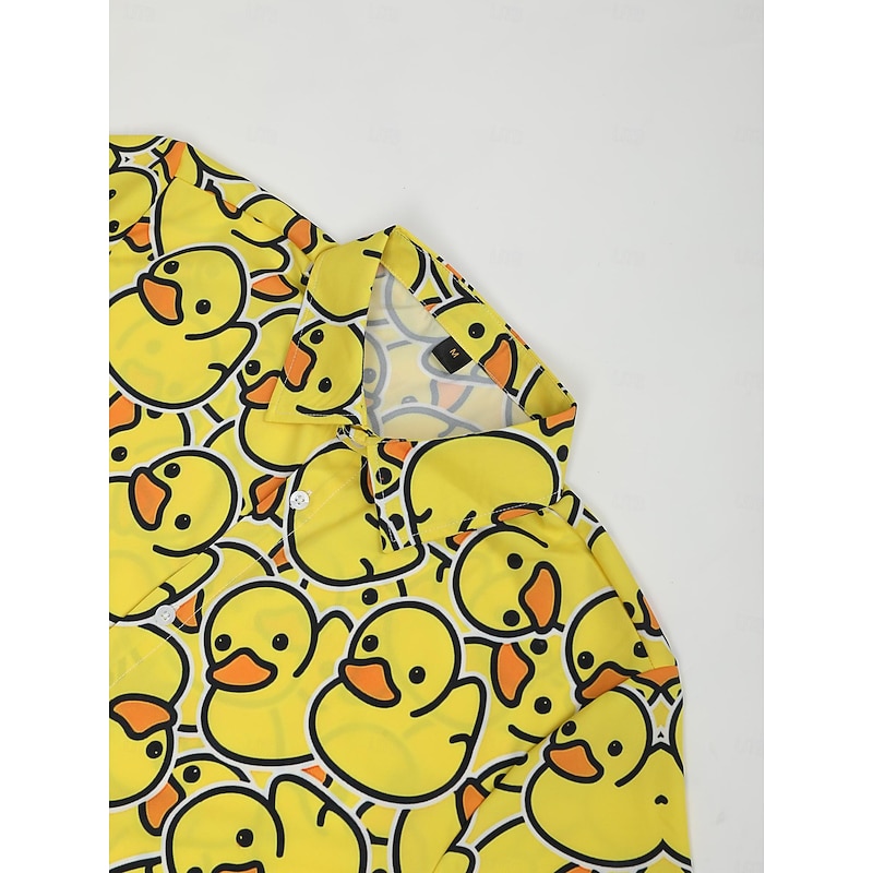 Men's Animal Duck Shirt Summer Hawaiian Shirt Aloha Shirt Short Sleeves Shirt Turndown Fashion Designer Casual Outdoor Street Casual Black Yellow Red 3D Print S M L3