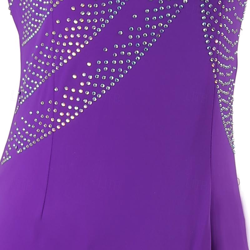 Ballroom Dance Dress Crystals / Rhinestones Women's Performance Party Long Sleeve Spandex Organza3