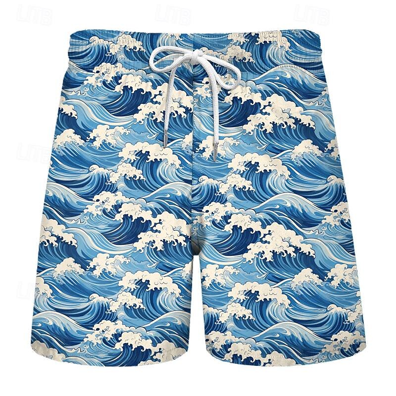 Men's Spray Swim Shorts Board Shorts Swimming Trunks Mid Waist Vacation Hawaiian Holiday Vacation Holiday Beach Drawstring with Mesh lining Elastic Waist Designer Clothing Apparel3