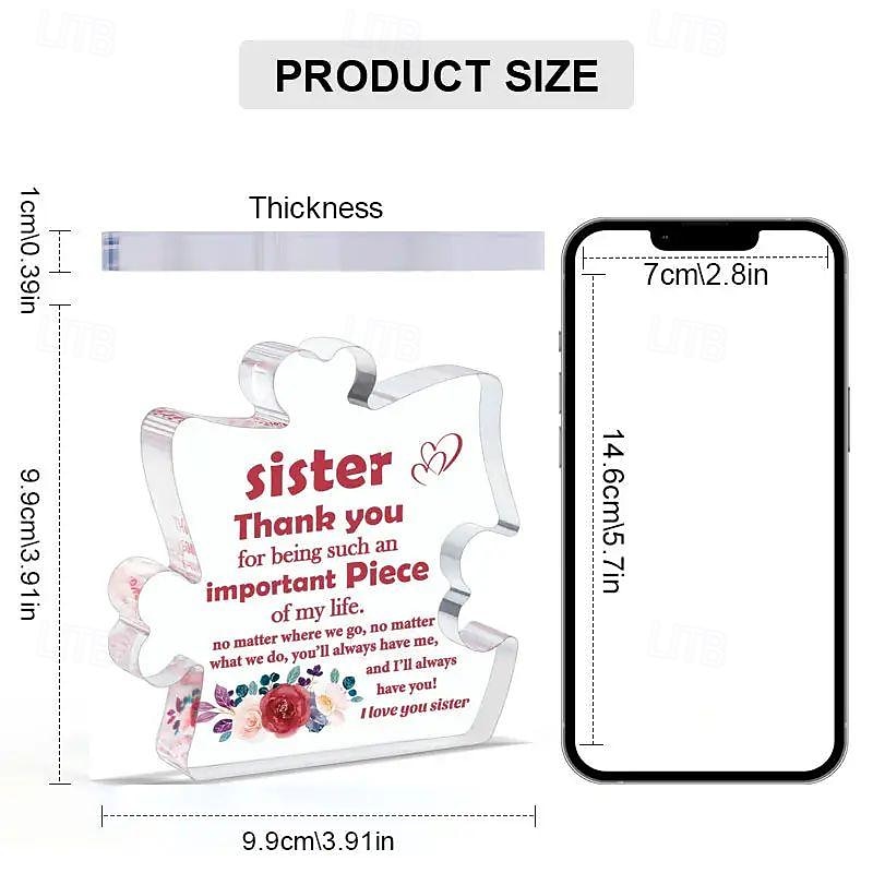 Unique Puzzle-Shaped Acrylic Ornament For Your Sister Perfect Inspirational Gift For Birthdays Holidays Table Decoration And Home Decor4