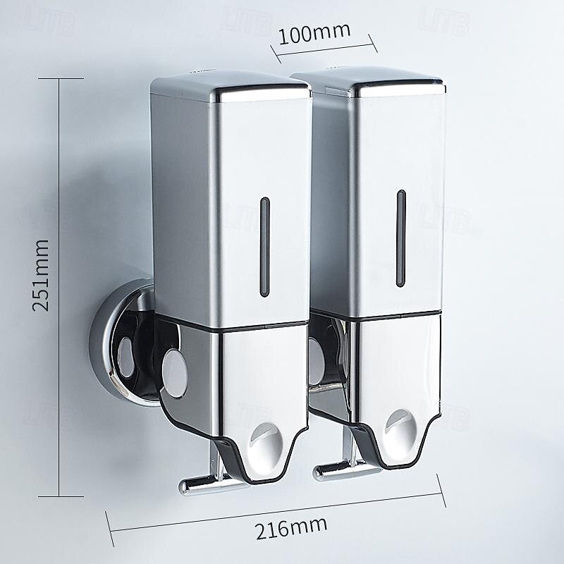 Silver 500lm/1000lm/1500lm Manual Soap Dispenser With Lever Hotel Bathroom Wall Mounted Square Soap Dispenser2