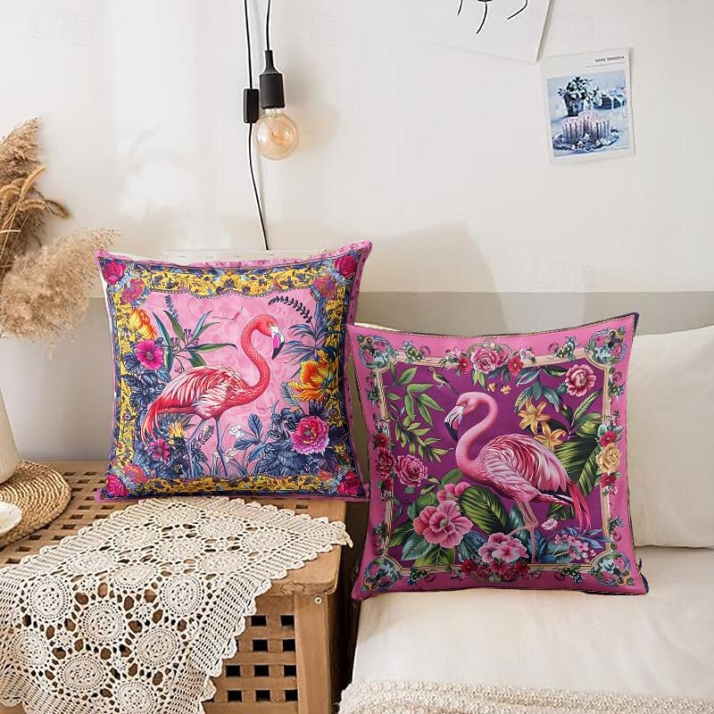 Flamingo Leopard and Toucan Pattern 1PC Throw Pillow Covers Multiple Size Coastal Outdoor Decorative Pillows Soft Velvet Cushion Cases for Couch Sofa Bed Home Decor4