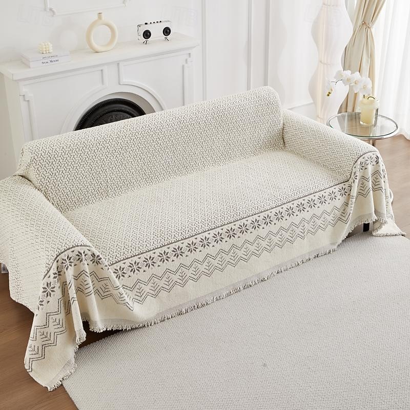 Grey Throw Blankets for Couch and Bed, Soft Cozy Sofa Cover Chenille Blanket with Tassel ,Decorative Blankets and Throws, Floral Jacquard Blanket for Funiture Protection3