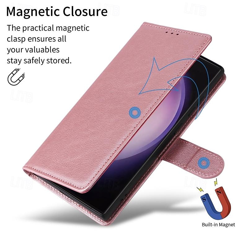 Phone Case For Samsung Galaxy S25 S24 S23 S23 FE S22 S21 Ultra Plus A14 A34 A54 A24 Wallet Case with Wrist Strap Kickstand Card Slot Retro TPU PU Leather2