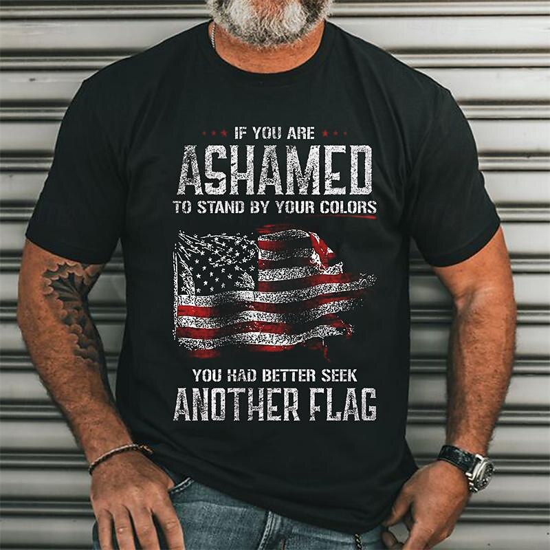 Veterans Day Men's Patriot Patriotic Veteran American US Flag T shirt Tee Top Cotton Short Sleeve Graphic Shirt Black 4 Black 1 Black 5 Comfortable Tee Street Holiday Fashion Designer2