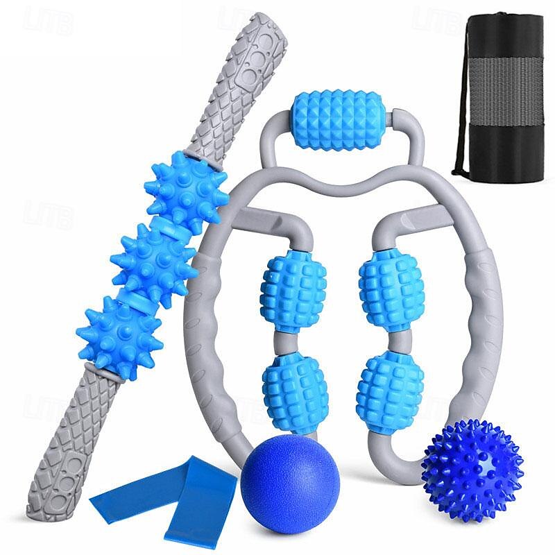 Five Ball Circular Leg Massager Six Piece Set Yoga Massager Fascia Ball Latex Elastic Circle Pilates Set2