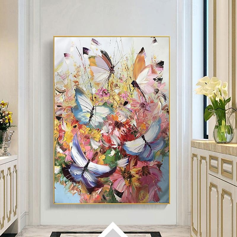 Handmade Oil Painting Canvas Wall Art Decoration Modern Animal Abstract Butterfly for Home Decor Rolled Frameless Unstretched Painting