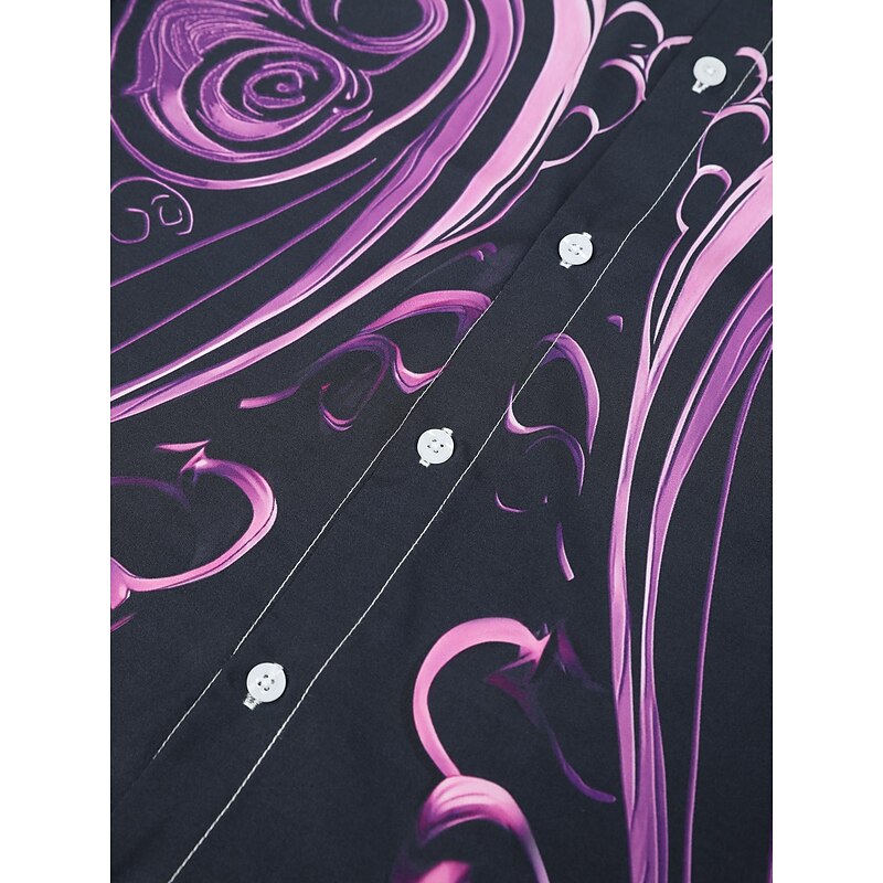 Men's Shirt Button Up Shirt Long Sleeve Artistic Daily Wear Going out Fall & Winter Turndown Print Button-Down Light Blue Black Royal Blue Blue Purple4