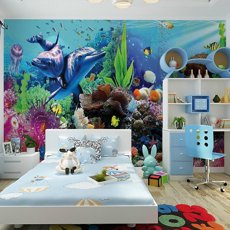 Cool Wallpapers Ocean Wallpaper Wall Mural Undersea Landscape Roll Sticker Peel Stick Removable PVC/Vinyl Material Self Adhesive/Adhesive Required Wall Decor for Living Room Kitchen Bathroom4