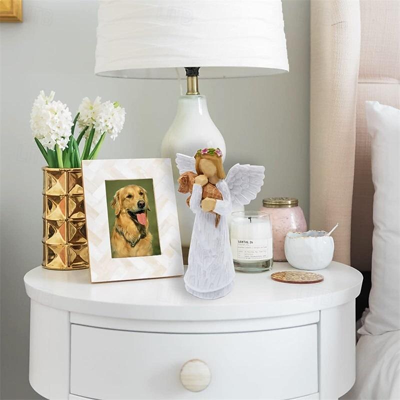 Angel of Friendship Dog Memorial Gifts Pet Sympathy Gift Loss of Dog Gifts Passed Away Dog Gifts Angel Figurines Dog Remembrance Gift with 7 Chakra Pet Memorial Rainbow Bridge Bracelet2