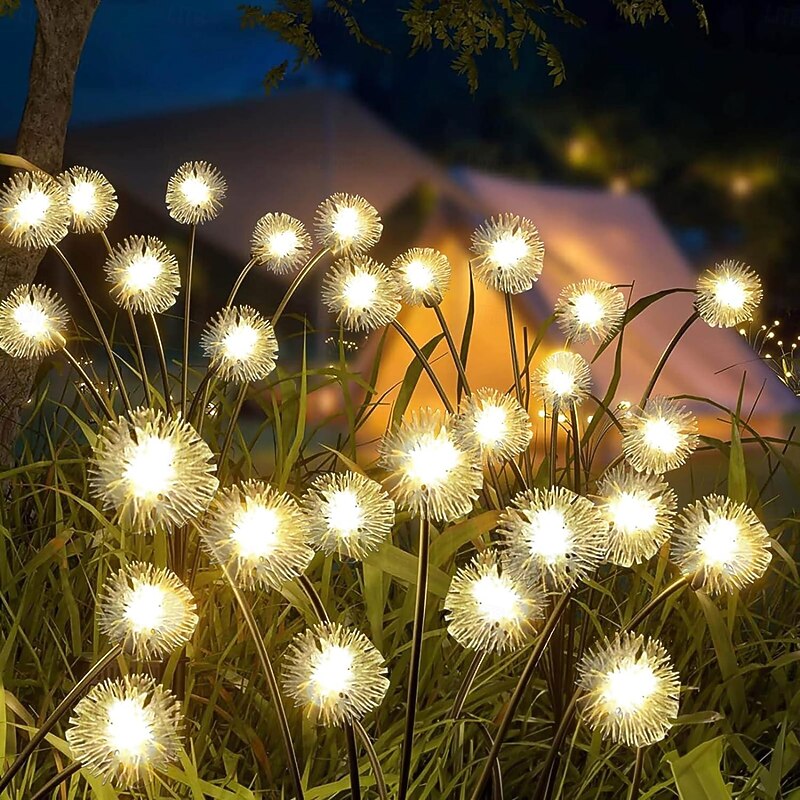 2pcs Solar Garden Swinging Light Solar Powered Dandelion Light 6/8LED Outdoor IP65 Waterproof Patio Light Path Landscape Outdoor Walkway Decoration Lamp