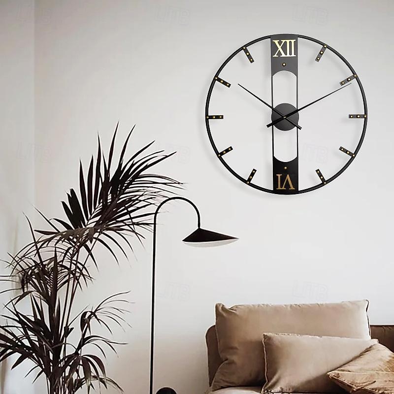 Luxury Large Wall Clock Modern Design Silent Wall Clocks Home Decor Black Metal Watches Living Room Decoration3