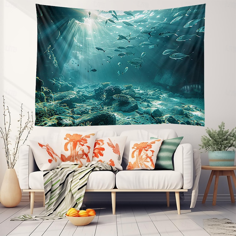Undersea Landscape Hanging Tapestry Wall Art Large Tapestry Mural Decor Photograph Backdrop Blanket Curtain Home Bedroom Living Room Decoration3