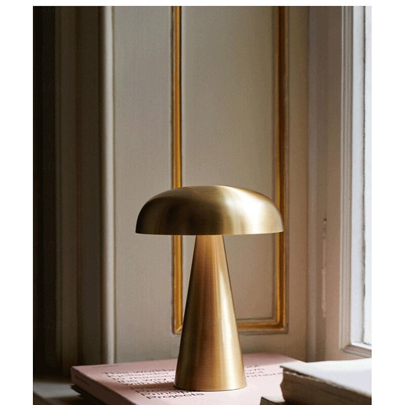 8" Mushroom Shaped Cordless Table Lamp Metal Rechargeable Touch Dimming Type-C Indoor Bedroom Living Room Dining Room Atmosphere Desk Lamp2
