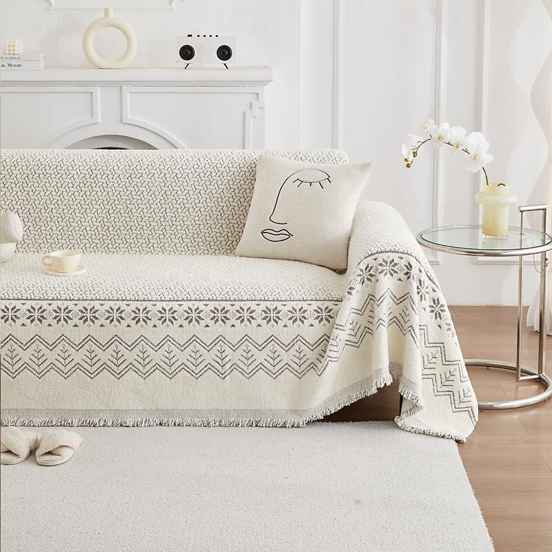 Grey Throw Blankets for Couch and Bed, Soft Cozy Sofa Cover Chenille Blanket with Tassel ,Decorative Blankets and Throws, Floral Jacquard Blanket for Funiture Protection4