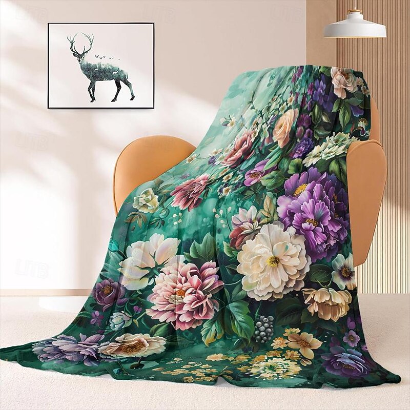 Floral Pattern Throws Blanket Flannel Throw Blankets Warm All Seasons Gifts Big Blanket3