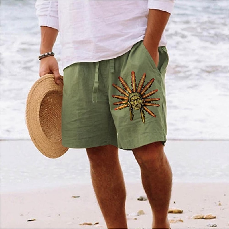 Men's Indian Culture Shorts Summer Shorts Beach Shorts Mid Waist Hawaiian Ethnic Casual Holiday St. Patrick's Day Drawstring Elastic Waist Print Designer Clothing Apparel2