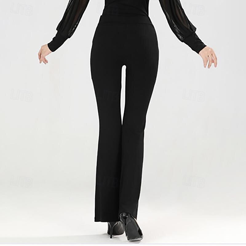 Latin Dance Ballroom Dance Pants Pure Color Splicing Women's Performance Training High Modal3