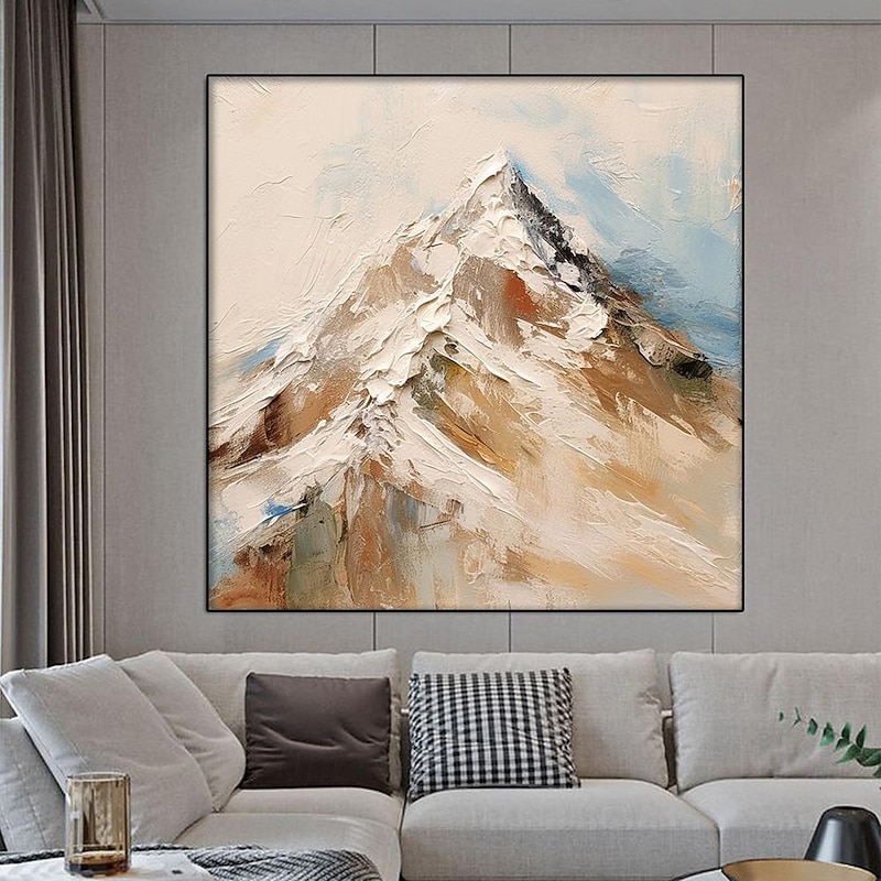 Abstract Snow Mountain oil painting handmade Landscape Oil Painting On Canvas Modern white mountain painting For Living room decoration Mountain Plated snowy white painting Wall Art Painting2
