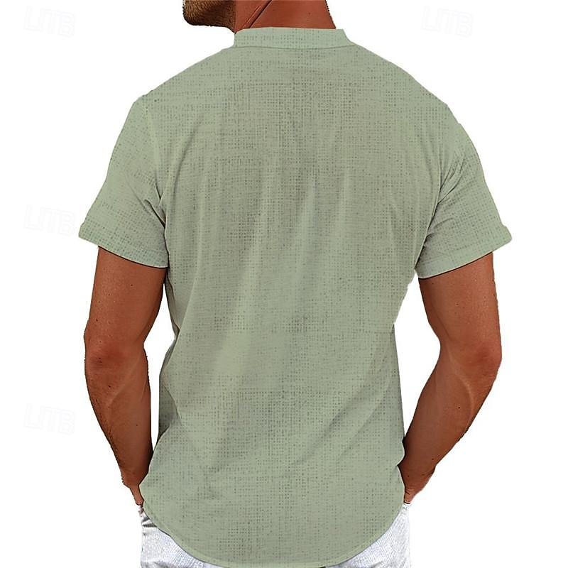 Men's Palm Tree Tropical Plants Summer Hawaiian Shirt Aloha Shirt Printed Shirts Short Sleeves Shirt Standing Collar Hawaiian Resort Vacation Holiday Daily Wear Blue Green Khaki S M L2