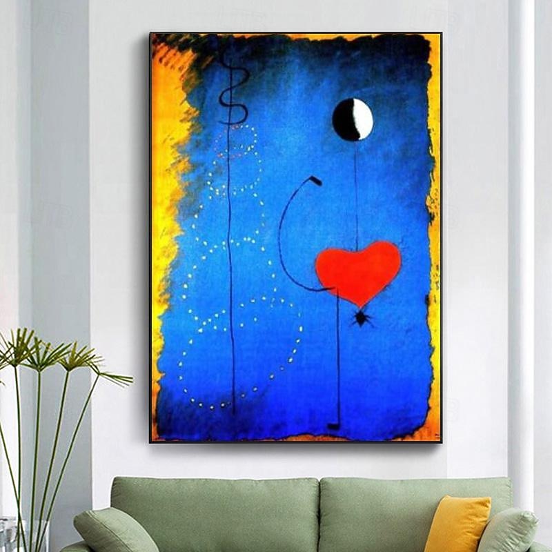Hand Painted Copy Famous Joan Miro Paintings on Canvas Modern Artwork Abstract Canvas Wall Art Pictures For Living Room Decor (Dancer Heart Love) Frameless4