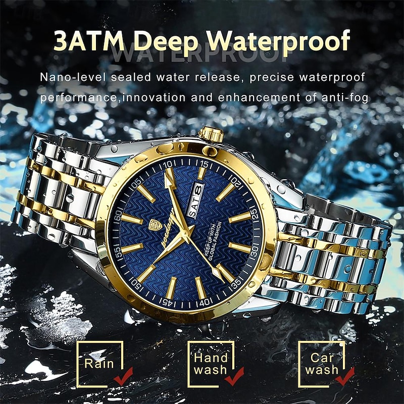 POEDAGAR Men Quartz Watch Minimalist Fashion Business Wristwatch Luminous Calendar Date Week Waterproof Steel Watch2