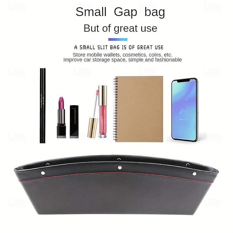 Car Seat Gap Organizer Waterproof PU Leather Storage Box for Car Universal Fit Leather Side Pocket for Mobile Wallet Cosmetics Coins and Accessories4