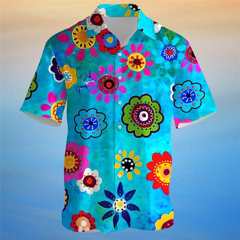 Men's Floral Tropical Flowers Shirt Summer Hawaiian Shirt Aloha Shirt Short Sleeve Shirt Turndown Vacation Hawaiian Outdoor Vacation Hawaiian Yellow Blue Purple S M L